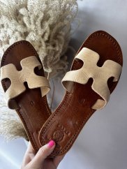 Sandálky Maroko-kožené béžové