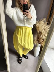 Lněné kalhoty Easy-žluté