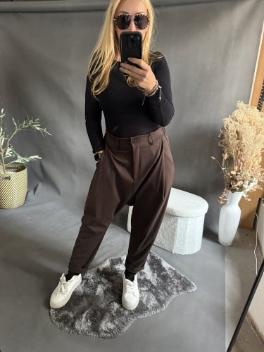 Nohavice Blair bavlnené- tmavo hnedé