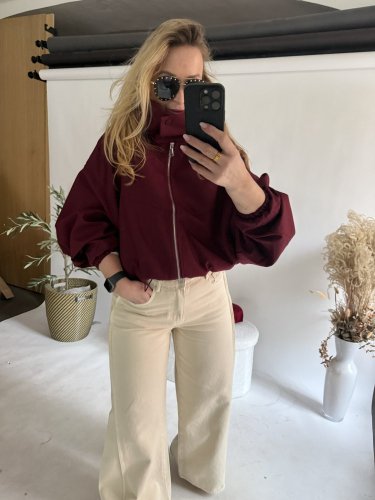 Bunda Collar s kapucí bordeaux- predobjednavka