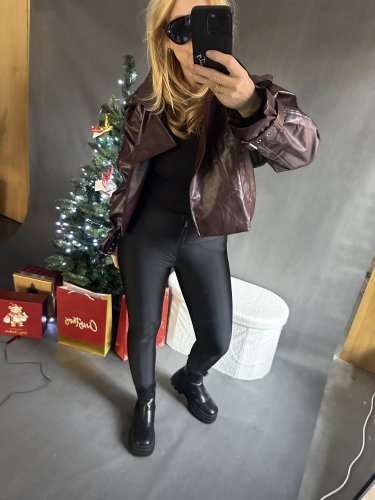 BODYSLIM LEGÍNY S PROŠITÍM a zipem - ČERNÁ- - Velikost: S