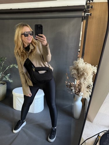 BODYSLIM LEGÍNY S PREŠITÍM - ČIERNá-nvý strih bez vreciek - Velikost: S