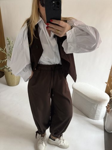 Nohavice Flowy hariem-hnedá