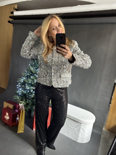 Sako s flitrami veľkosť M a XL