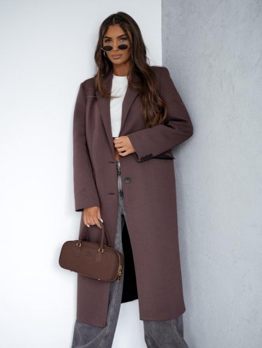 Kabát Jarní ve stylu dlouhého saka-hnědý