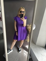 Šaty s volánikovým rukávom Merylin-fialové
