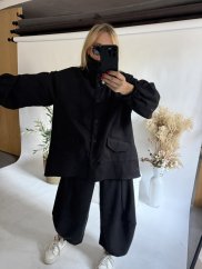 Trenchcoat Jeseň / Jar na stiahnutie- čierná