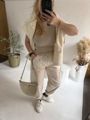 Nohavice v štýle Jeans krémové-veľkosť 36 a 38