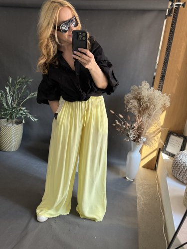Nohavice Style-viskoza-pastelově žltá