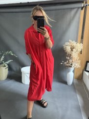 Šaty košeľové red viskoza-KOPIE