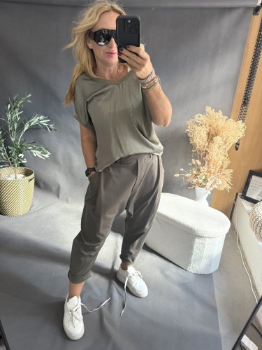 Nohavice SUN bez gombíka do 3XL-khaki