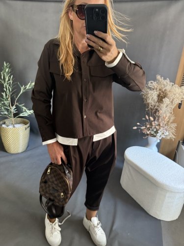 Kabátek Sun 2v1 s košilí-hnědý