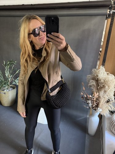 BODYSLIM LEGÍNY S PREŠITÍM - ČIERNá-nvý strih bez vreciek - Velikost: S