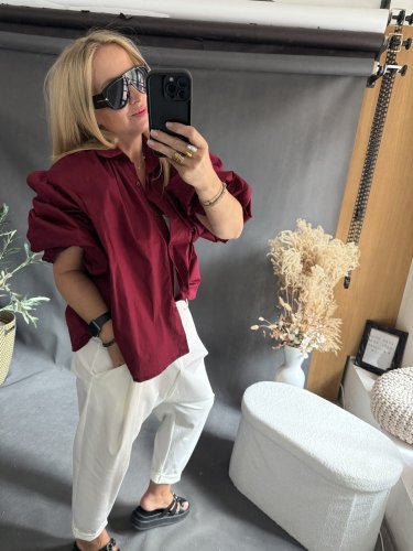 Košile oversize rukáv-vínová