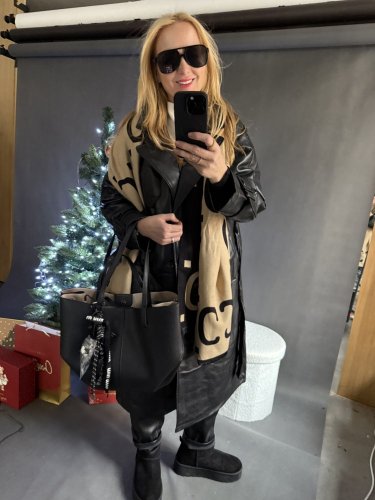 Koženkový Trenchcoat  Rosso-černý