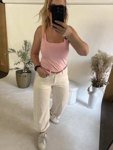 Džínsy New York--elastické, pohodlné-off white