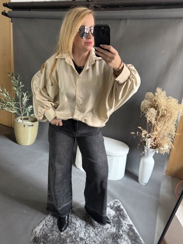 Košeľa  oversize rukáv beige