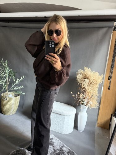 Halenka se stojáčkem-hnědá