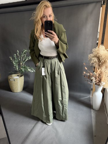 Kalhoty Pantagonna ve stylu sukně -khaki