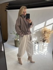 Nohavice crazy rovné dlhšie-guma beige