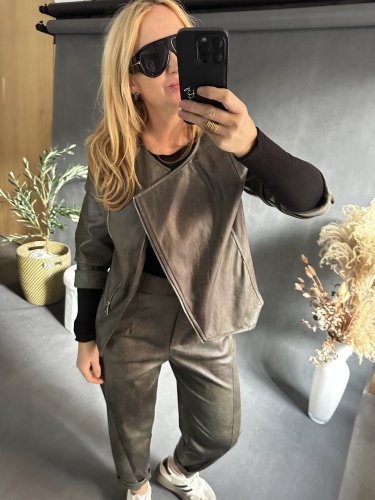 Kabátek SUN leather/semiš optika-zelená