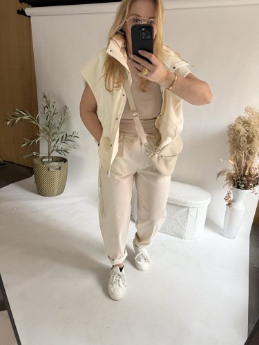 Nohavice v štýle Jeans krémové-veľkosť 36 a 38