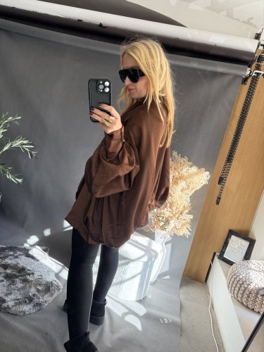 Bomber saténový Big Size hnedý