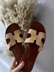 Sandálky Maroko-kožené béžové
