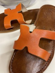 Sandálky Maroko-kožené oranžové