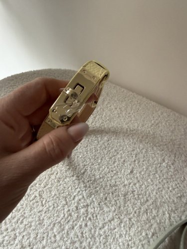 Pásek kožený posuvný se zlatou sponou-žlutý