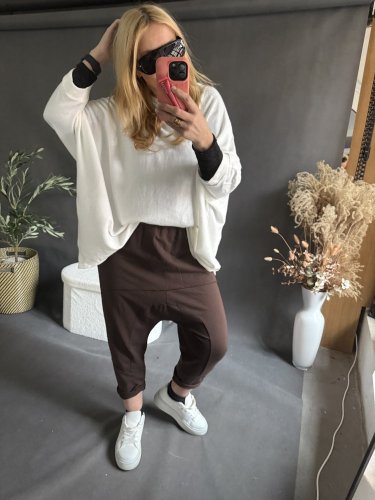 Teplákové nohavice nasrávacie fattale-hnedé