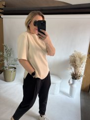 Tričko s vypchávkami Star -neoprén nekrčivý-krémová