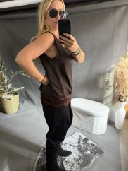 Tielko Čipka-hnedé