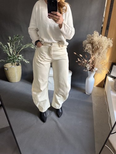 Džínsy Barrel USA- krémové