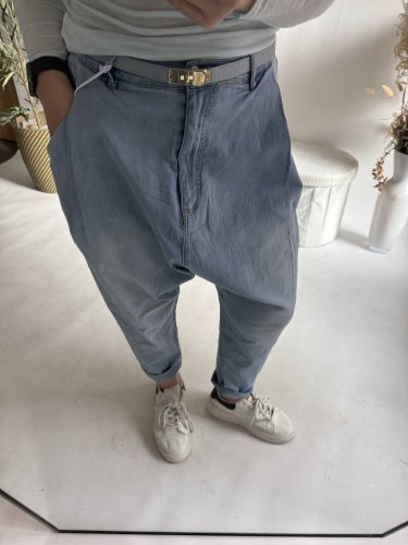 Pásek kožený posuvný se zlatou sponou-modrý