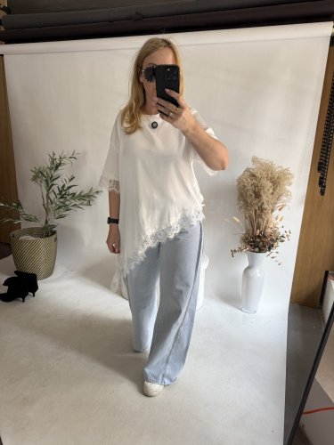 Tričko s krajkou-bílá