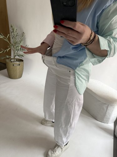 Džínsy New York--elastické, pohodlné-bílé