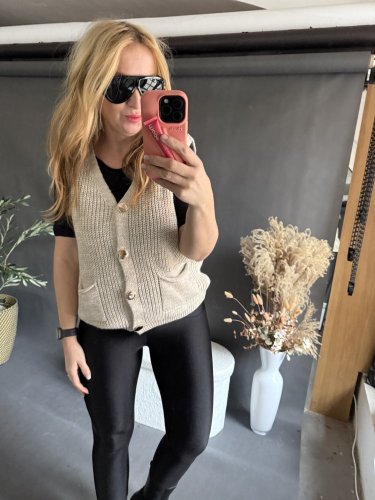 Pletená Vesta Chick-béžová