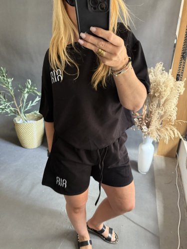Souprava Tričko a šortky Bavlna-černá