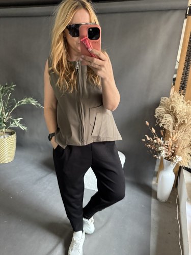 Vesta Oboustranná na zip/knoflíky SUN-khaki