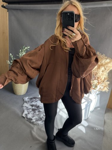 Bomber saténový Big Size hnedý