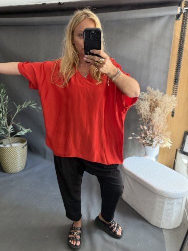 Bluza Liame-UNI SIZE na XS-XL-čiervená