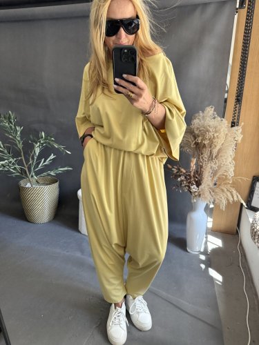 Kalhoty nasrávací Tencil-žlutá