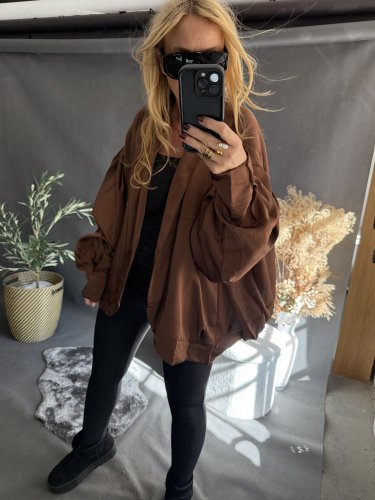 Bomber saténový Big Size hnedý