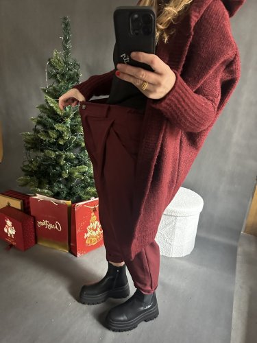 Nohavice s nižším sedom Blair-vínová -postavu 34-40