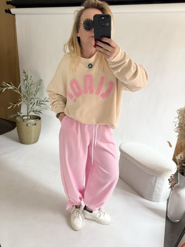 Nohavice Flowy hariem-pink