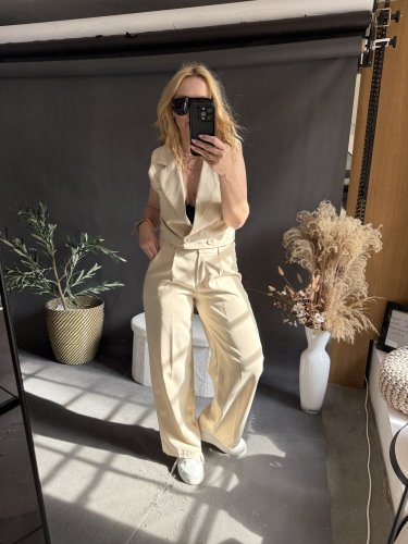 Nohavice s vestou Kirsten-béžová