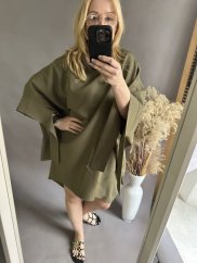 Volánkové šaty Kimono-khaki