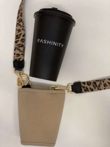 Cupholder set Fashinity - ponožka: černá, stripsy: gepard