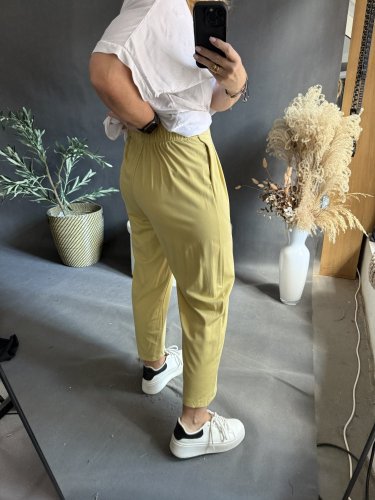 Kalhoty SUN s řasením 3/4 délka-žluté